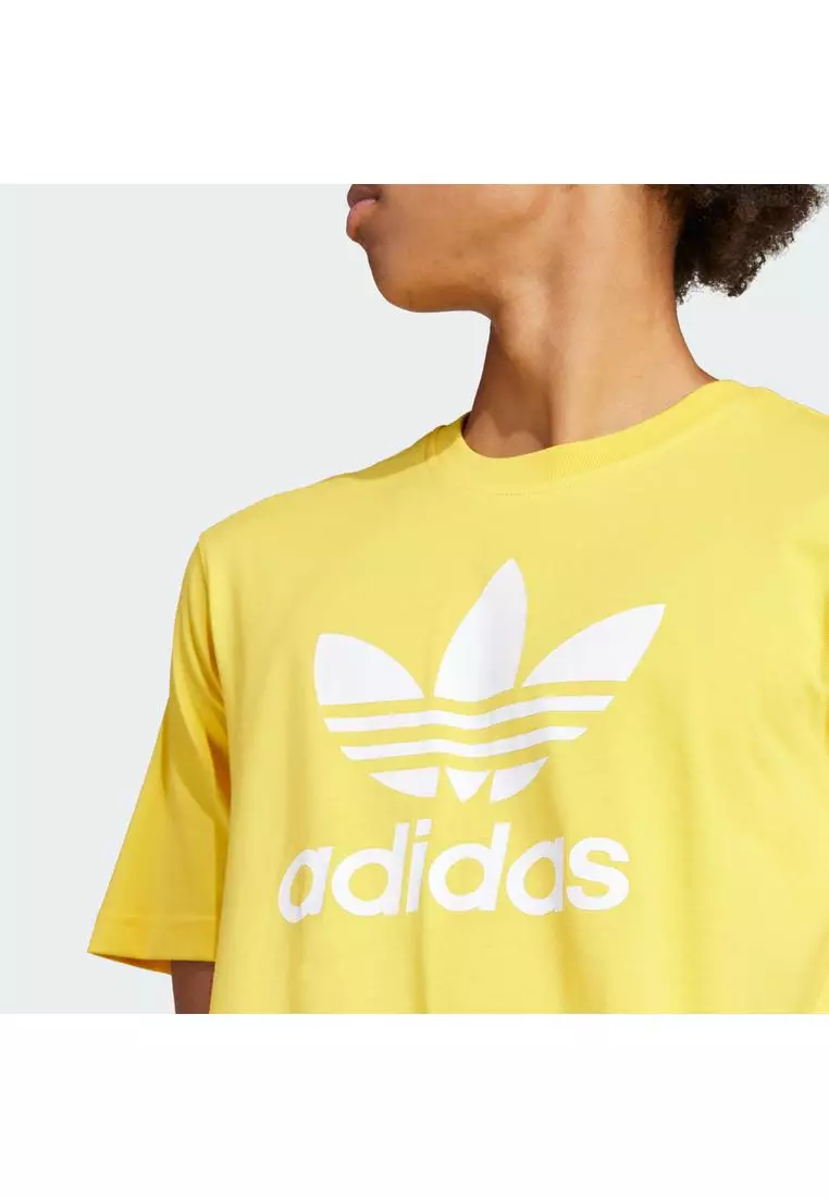 Adidas Originals Trefoil Tee Yellow Womens New Women's Adidas