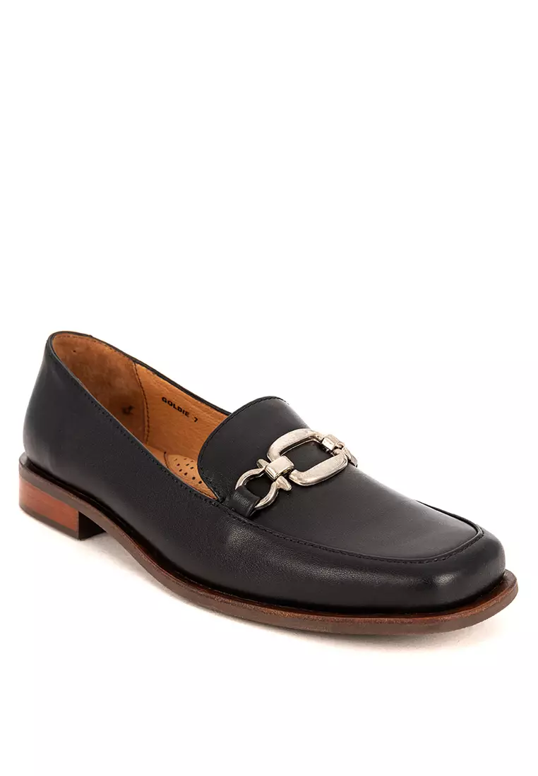 Discount on Bristol Shoes  shoes - SKU: Goldie Black Buckled Loafers