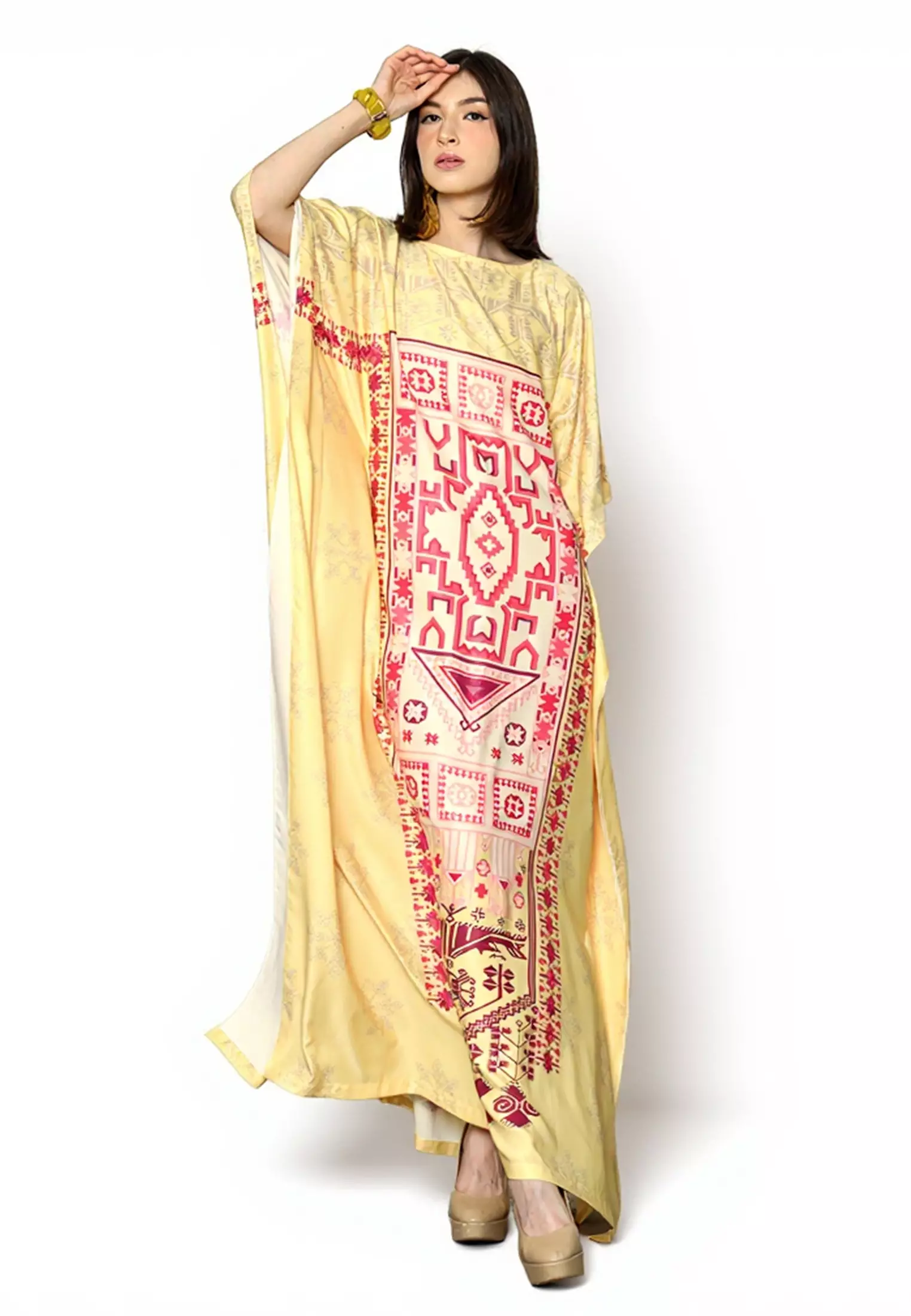 Kanzi Collection Short Sleeve Modern Abstact Kaftan