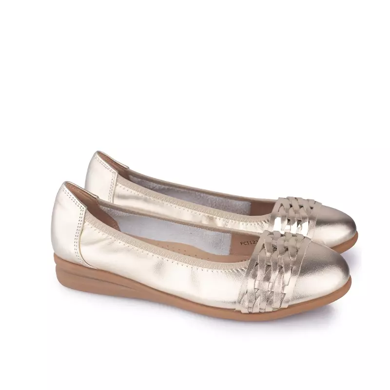 Sepatu Ballet Flats Wanita Gino Mariani Della Light Gold