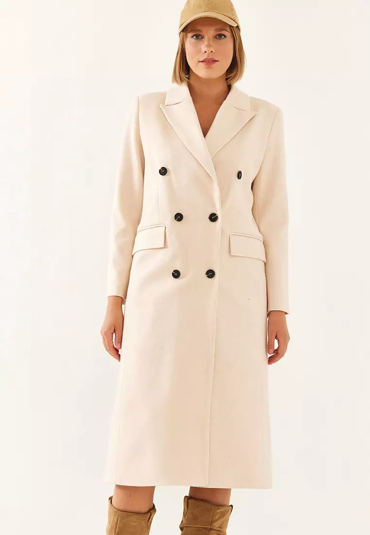 Women's Buttoned Sleeve Cashmere Coat 8100 60351082