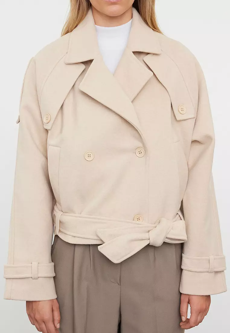 Mink Soft Textured Seasonal Short Oversize Cashmere Jacket Coat Twoaw25Kb00049