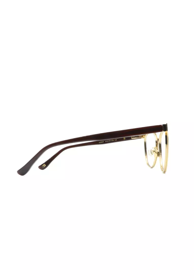 SS937 (C4-Matte Brown & Shiny Gold) Anti-Radiation Computer Eyeglasses for Women