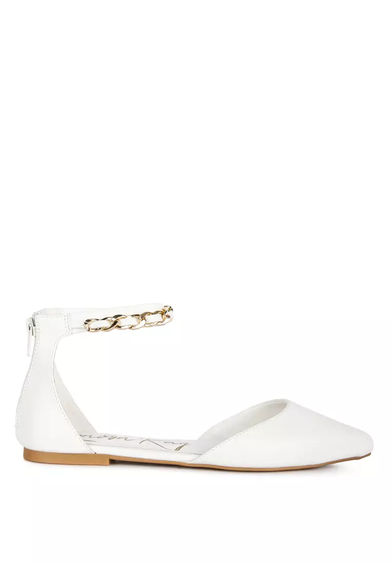 Buy London Rag White Slingback Chain Detail Flats 2024 Online