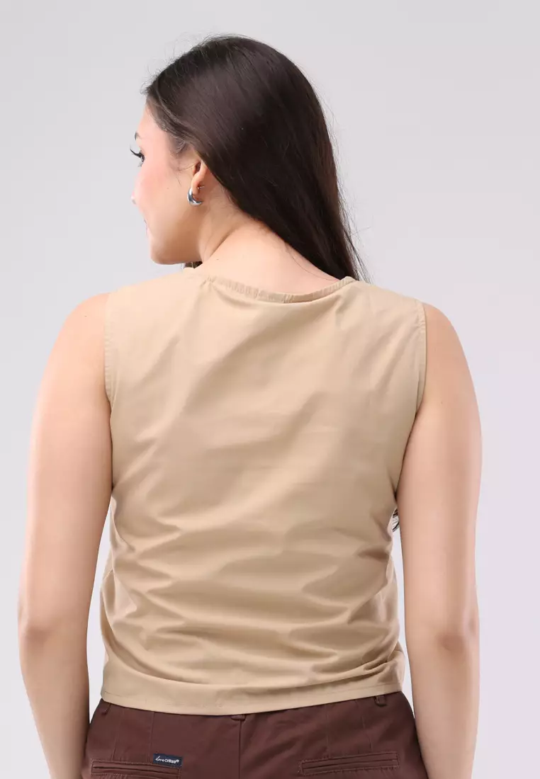 Cotton Poplin Woven Sleeveless Blouse