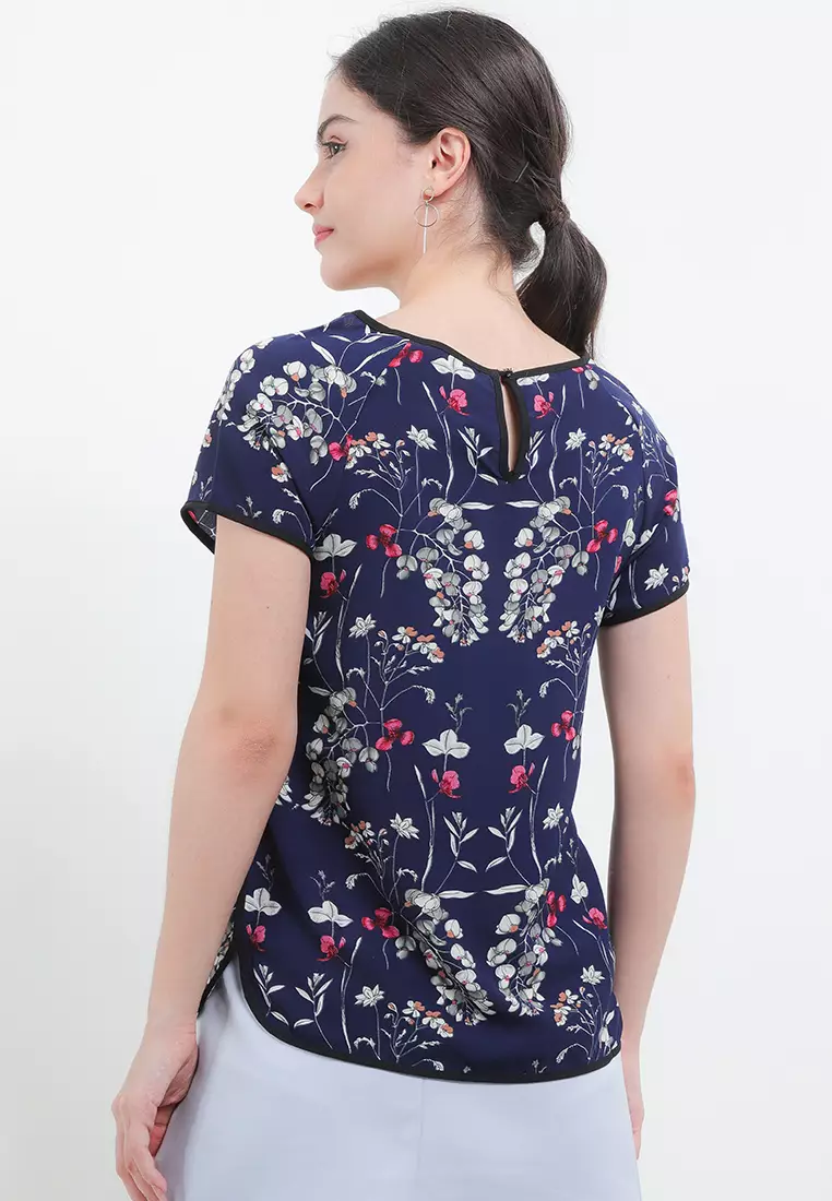 Newt Blouse In Navy Print