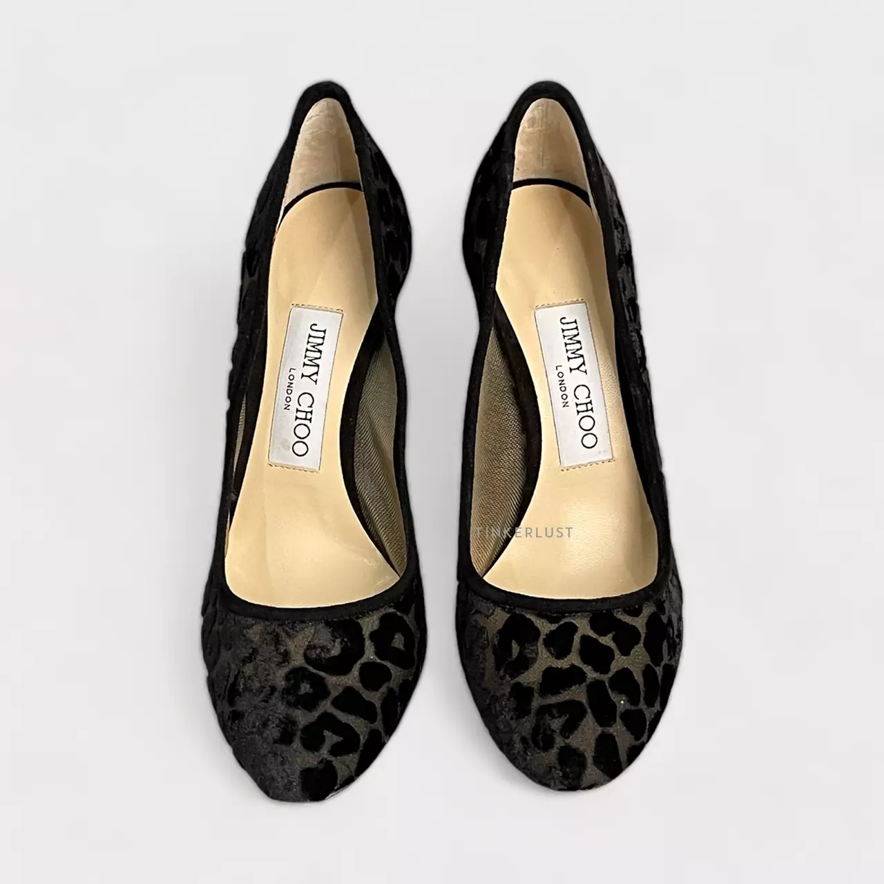PRELOVED Jimmy Choo Bridget 100 Black Devore Leopard Heels