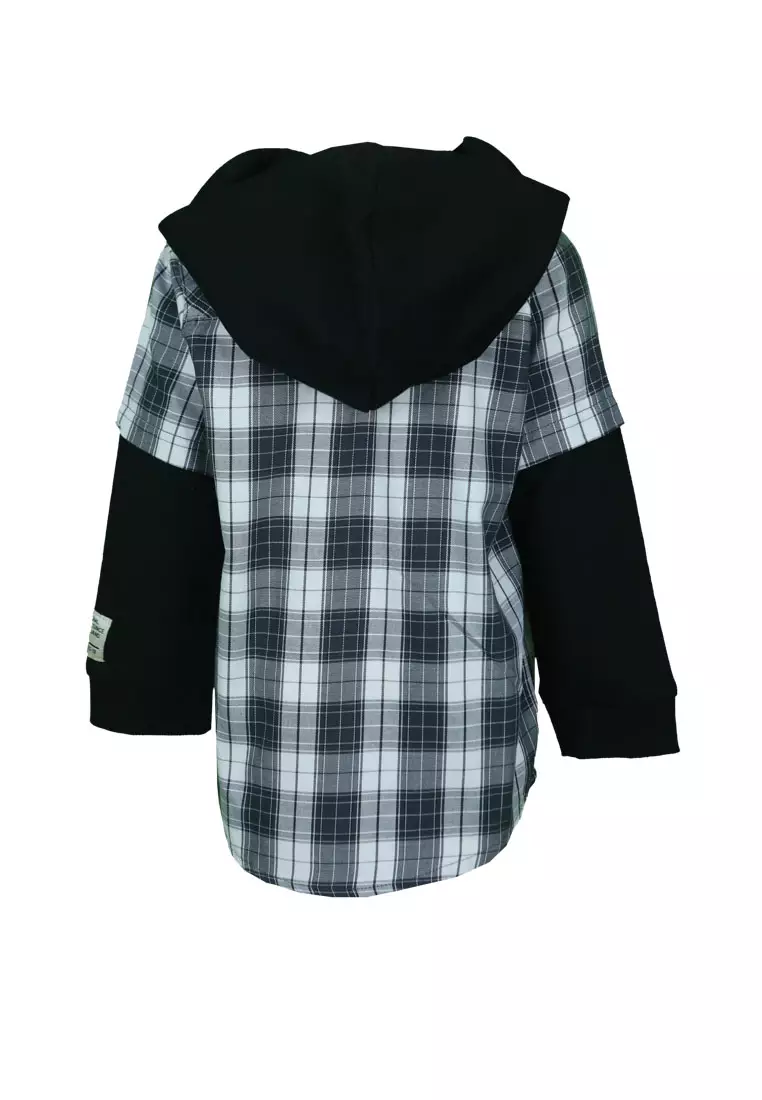 Qna Boy Opera Hoodie Anak Abu Motif Kotak