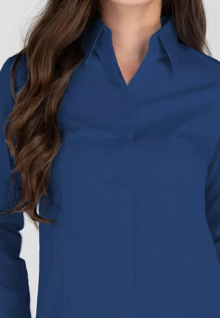 Della Long Sleeve Button Down Office Blouse