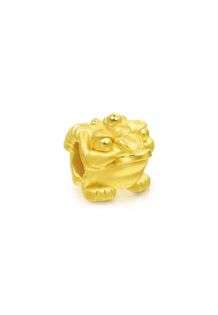999 24K Solid Gold Three-Legged Toad Blessings Charm 90020C (Bracelet not included)
