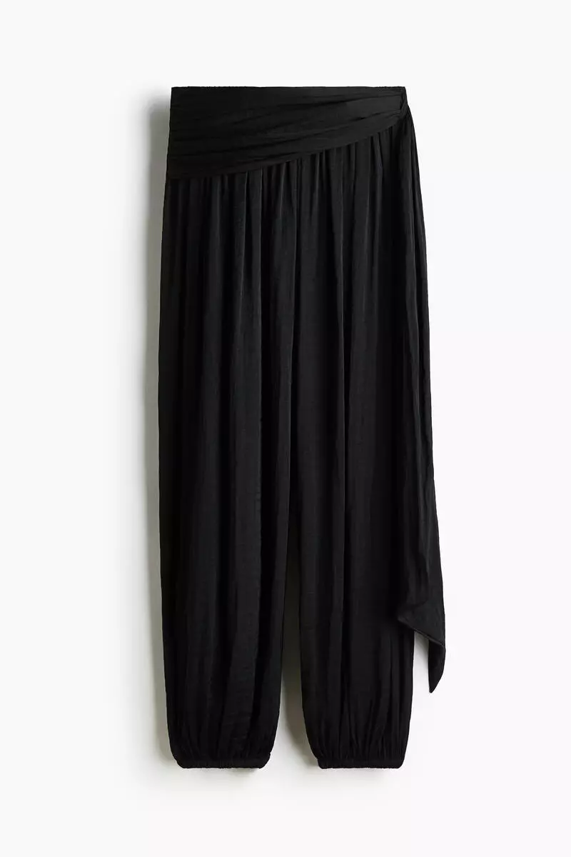 Draped-panel balloon trousers