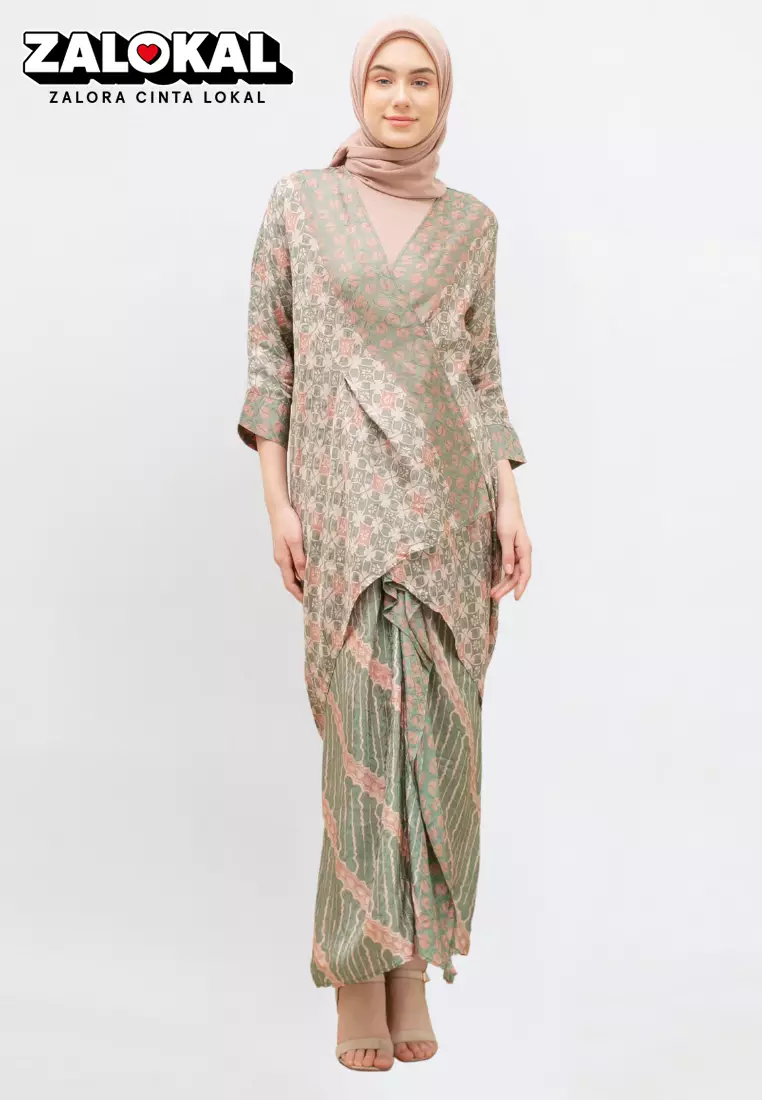 Batik set Indira Hijau | Outer Batik Set | Setelan Batik Viscose