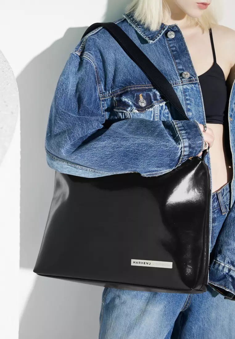 LOWELL Vegan Leather Shoulder Bag Black