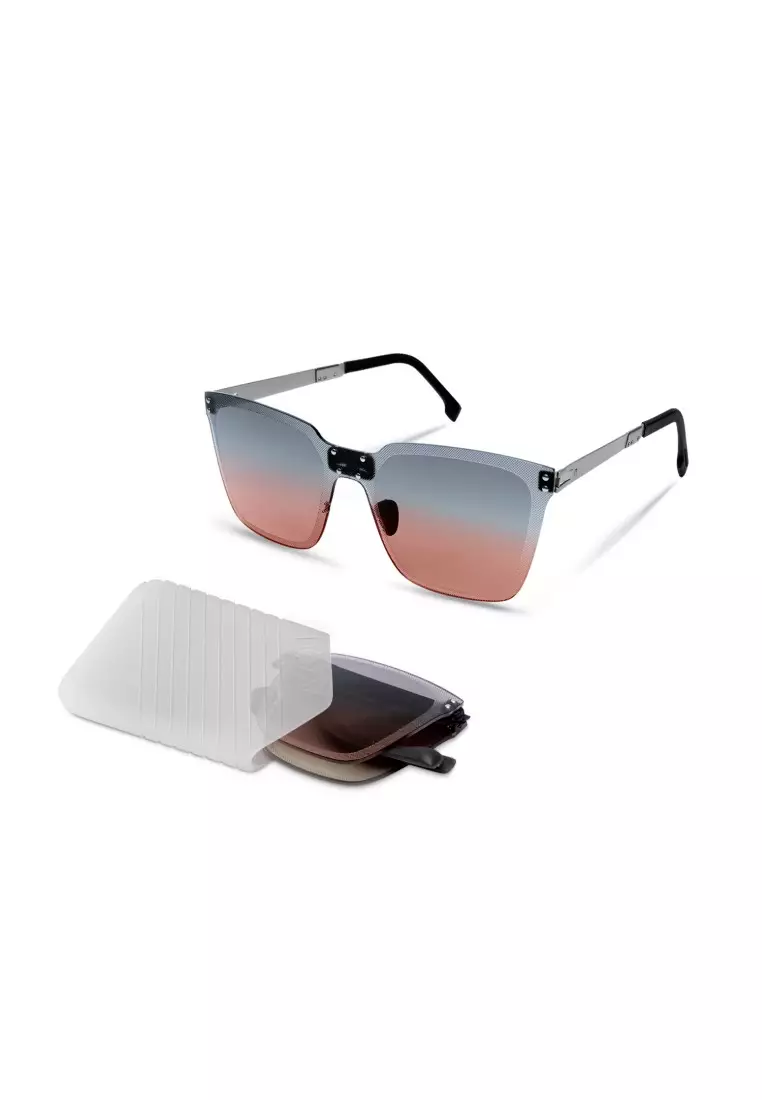 超輕極薄‧摺疊式太陽眼鏡 ROAV Oxygen O004 PAPER Brush Silver / Blue Gradient Orange 11.32