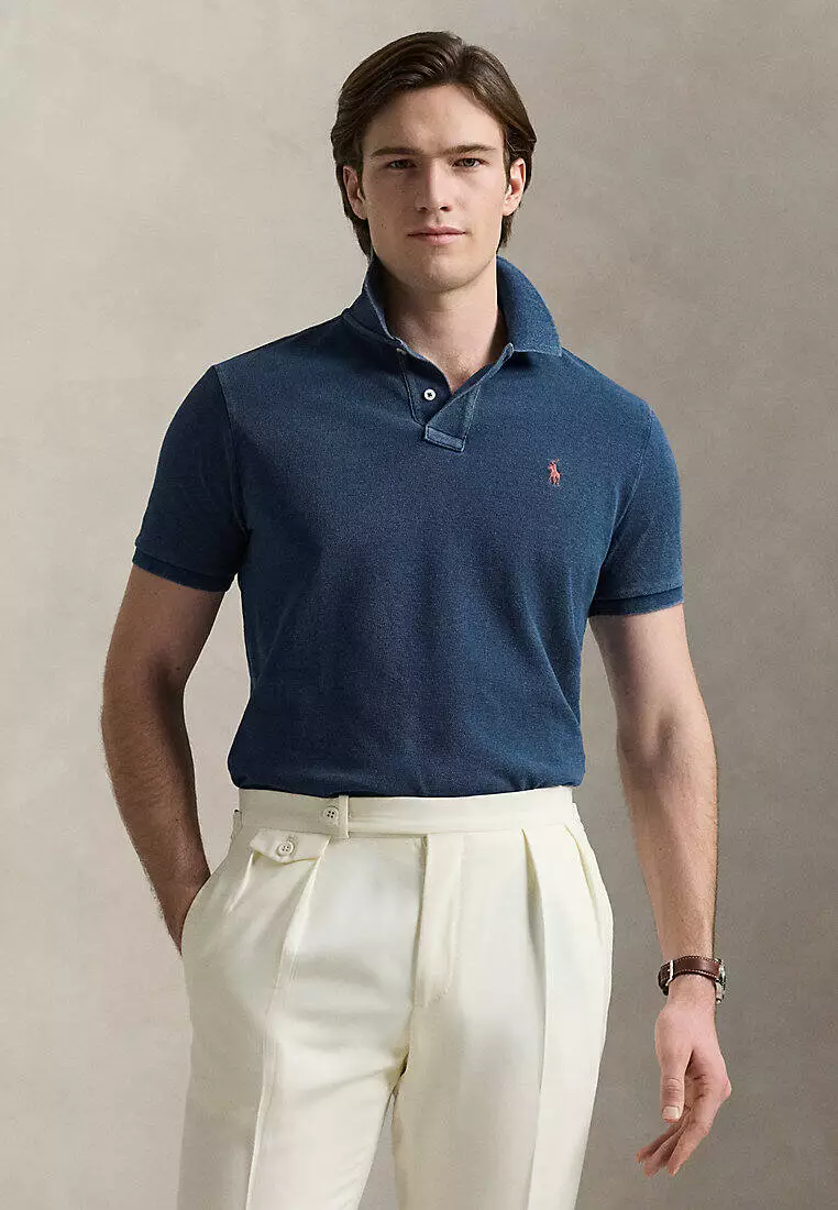 Custom Slim Fit Indigo Mesh Polo Shirt