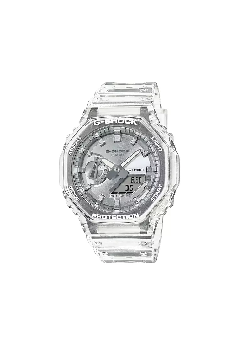 GA-2100BM-7A8 Men Analog-Digital Watch with Transparent Resin Band