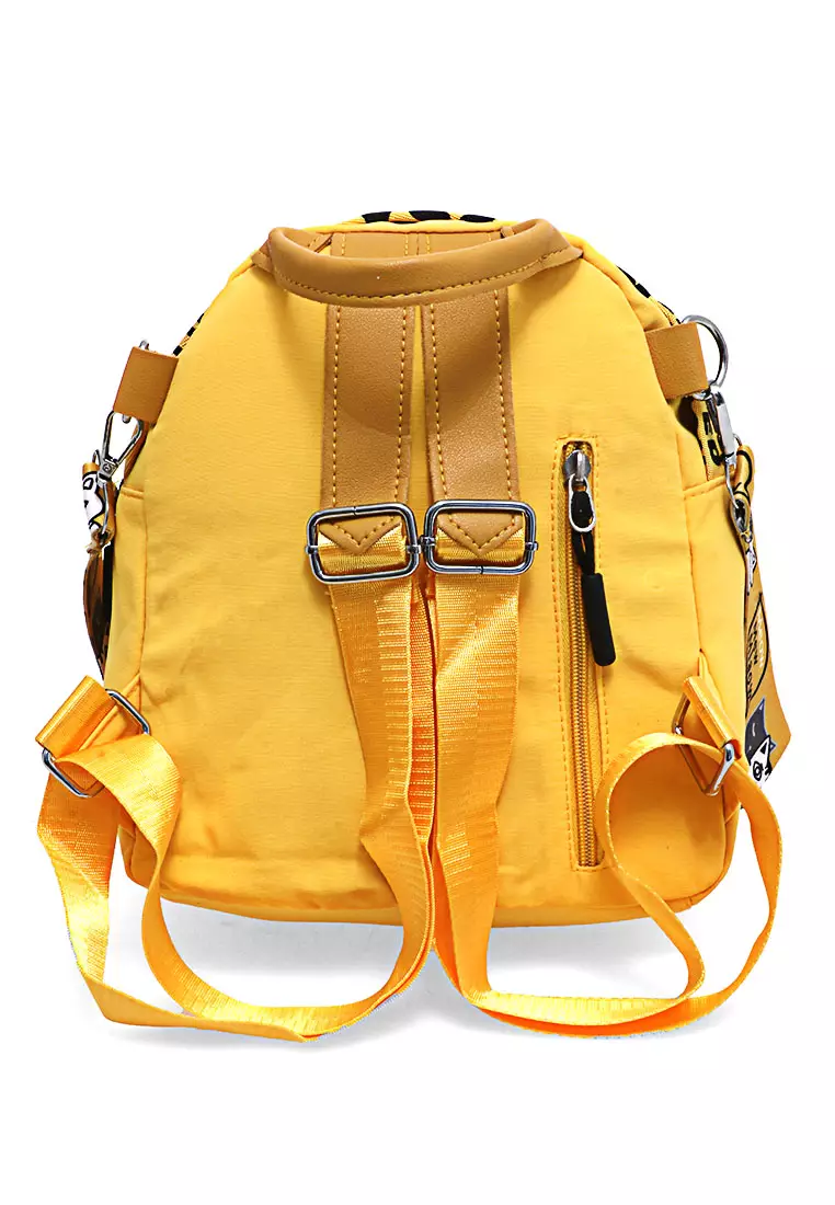 Cellyn Tas Ransel Mini Wanita Strap Desain Font Material Leather ORIGINAL - Yellow