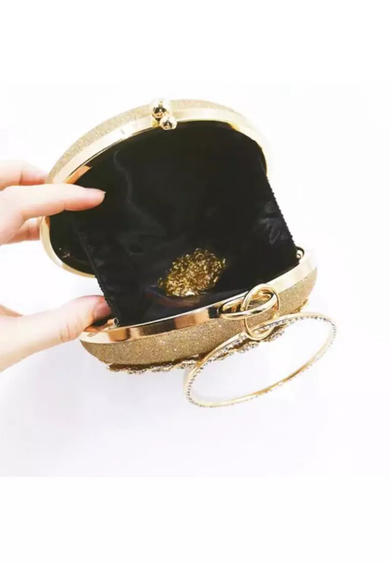 Vedlyn Gladys Tas Pesta bulat bling2 mewah model kekinian terbaru - Black