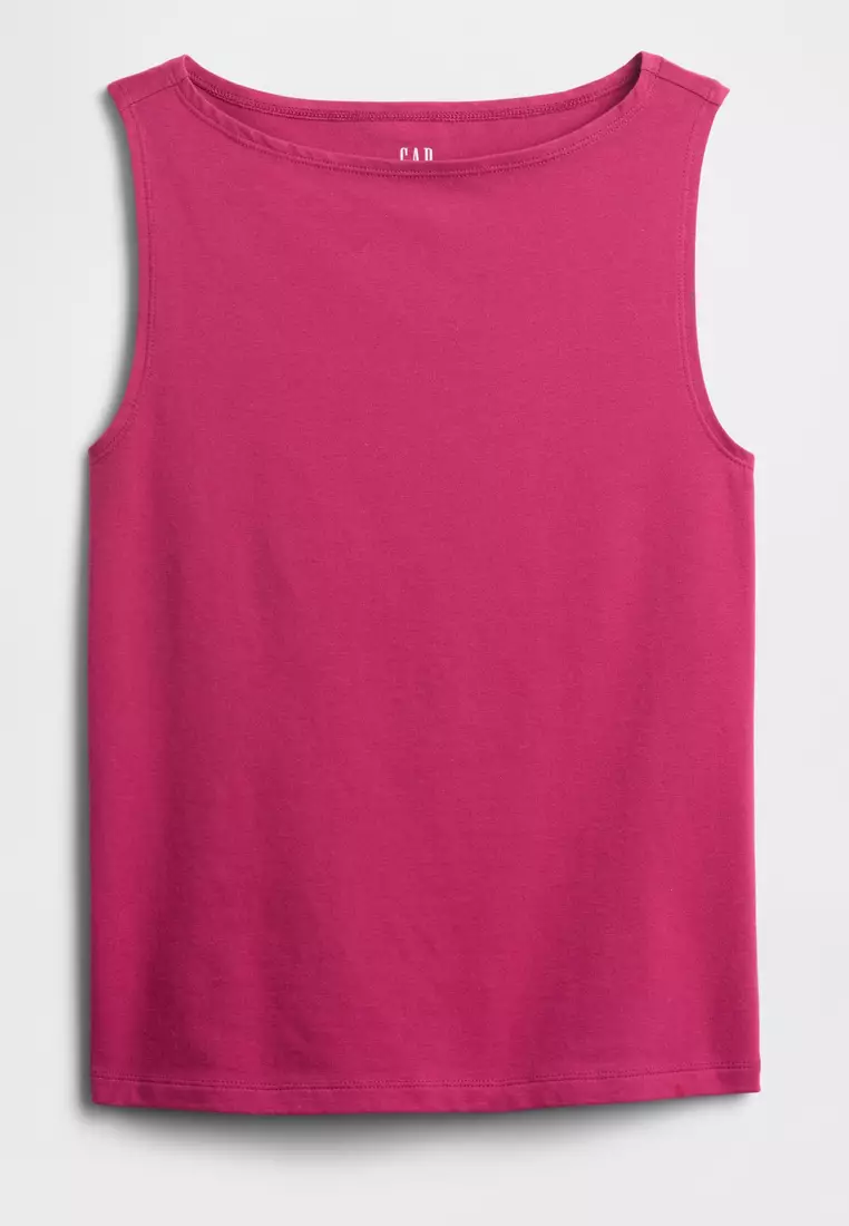 Sleeveless Boat Neck Tank Top