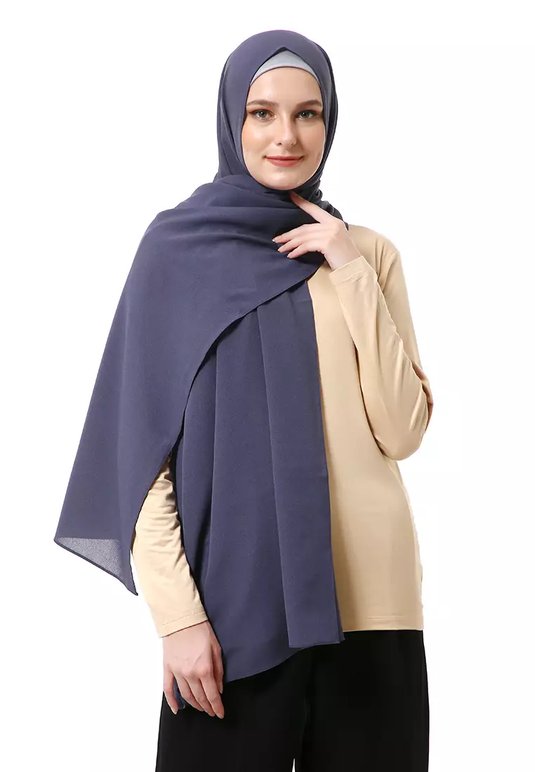 Marit Pashmina Syari Polos Muslimah Wanita Premium High Quality -  Steel Grey