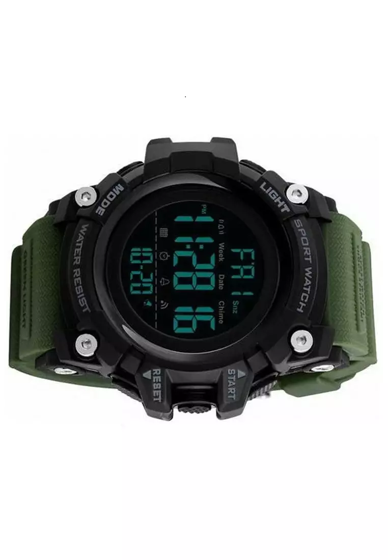 Jam Tangan Sporty Digital Pria Waterproof Many Function Strap Tali Material Stainless Steel PU XO20 ORIGINAL
