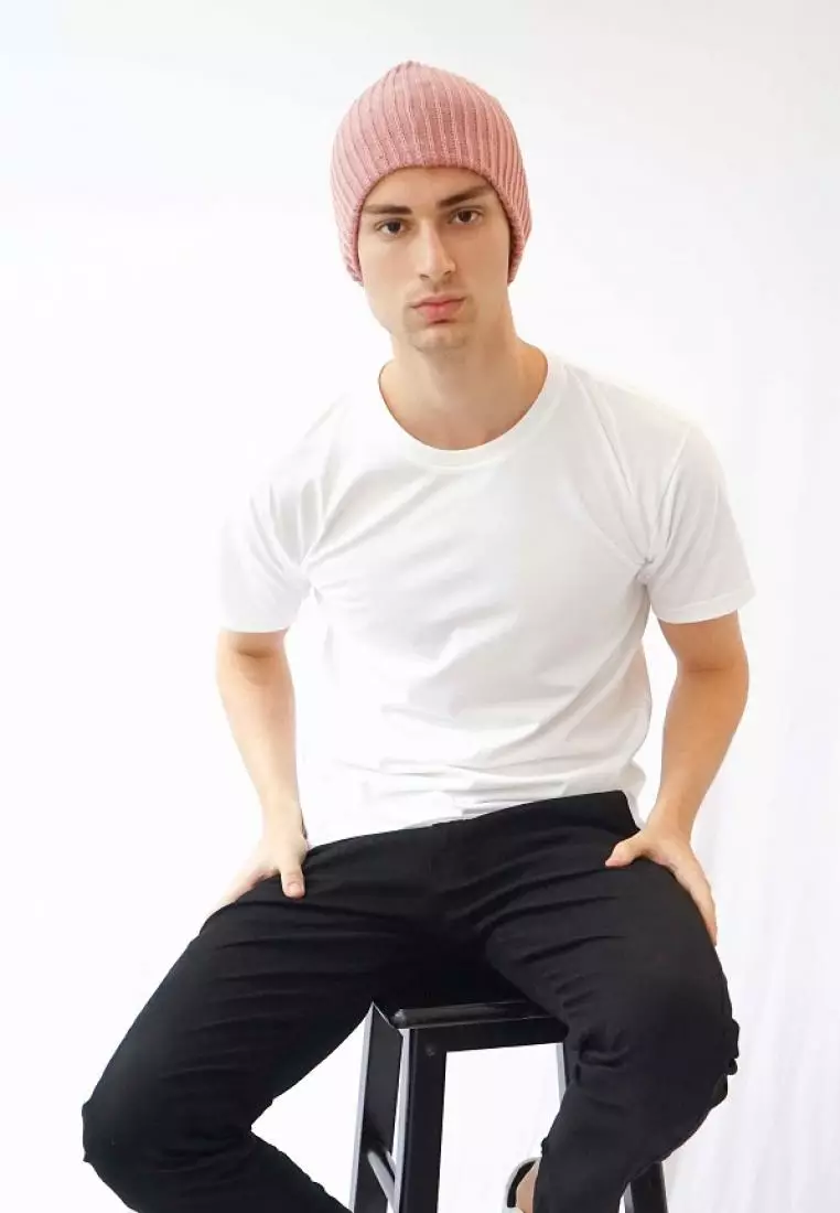 Houseofcuff Topi Kupluk Beanie Hat Polos Topi Gunung Merah Muda Berdebu