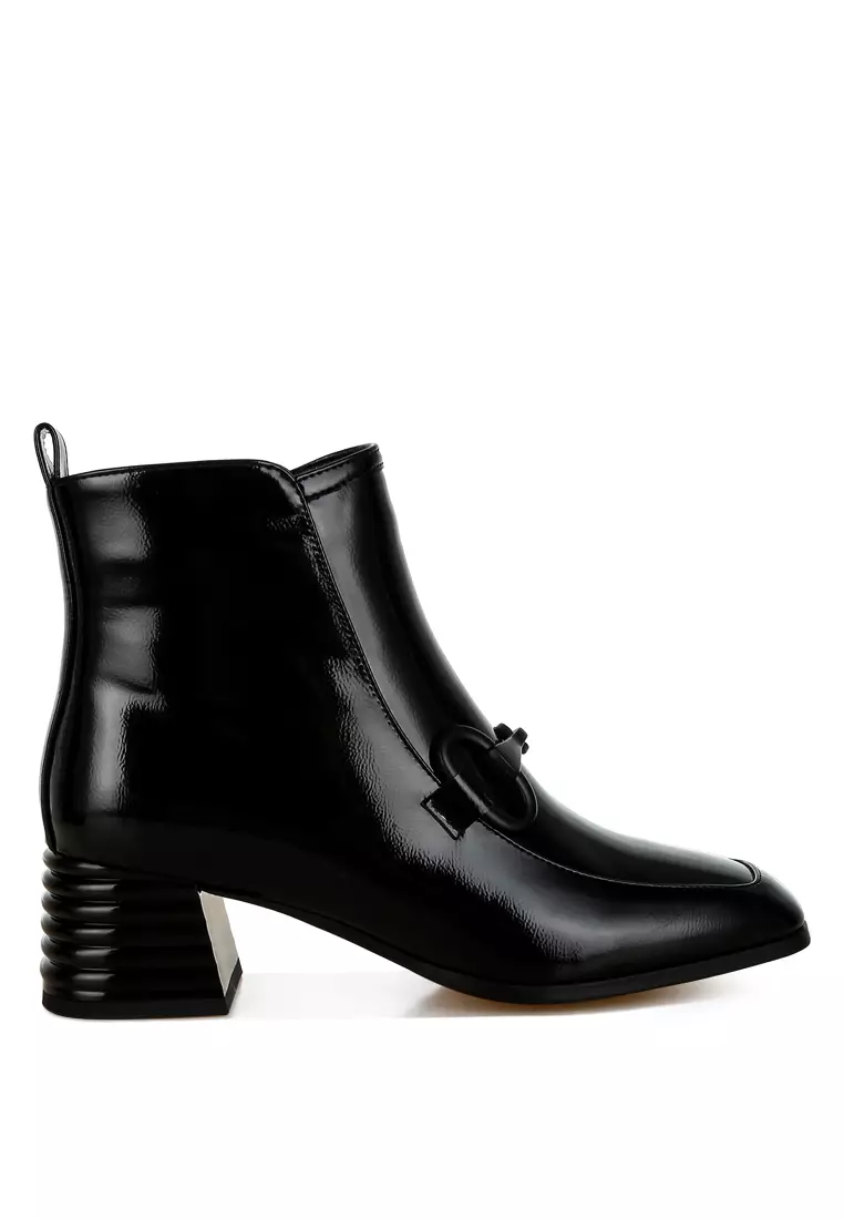Discount on London Rag  shoes - SKU: Black Textured Block Heel Ankle Boots