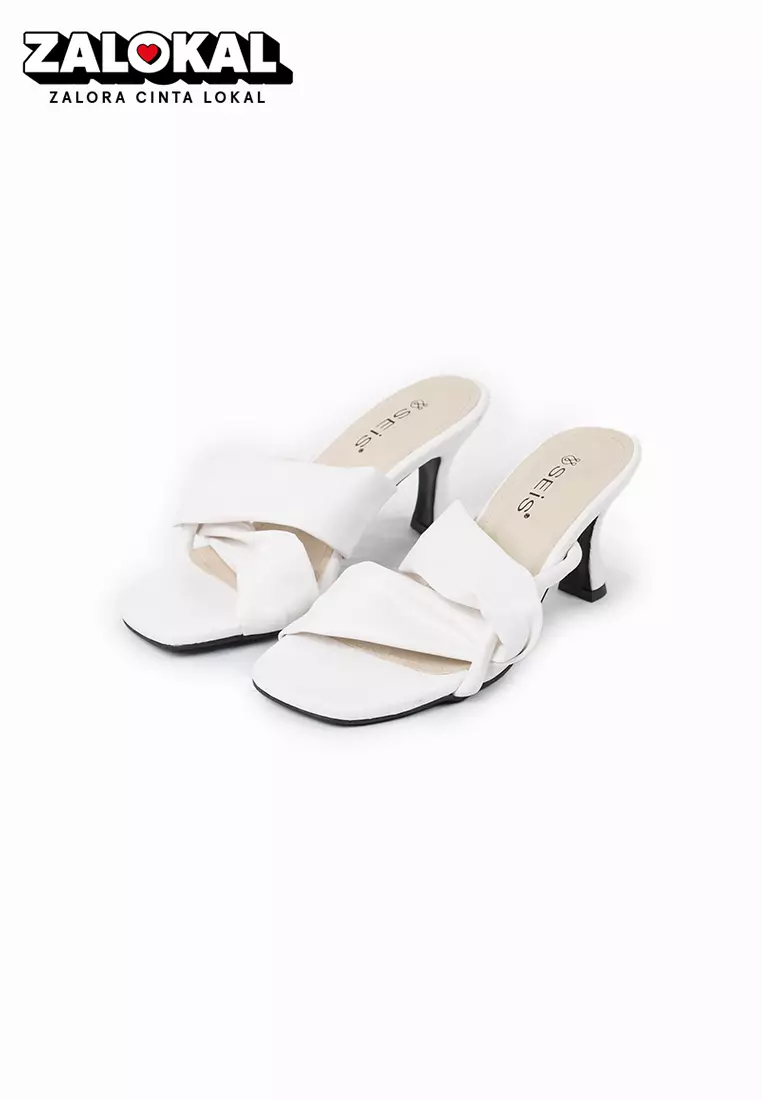 SEIS Naomi Sandal Heels Wanita Hak 7 CM - WHITE