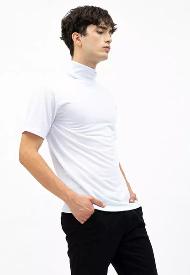 Turtle neck shirt kerah tinggi lengan pendek Putih kaos polos houseofcuff