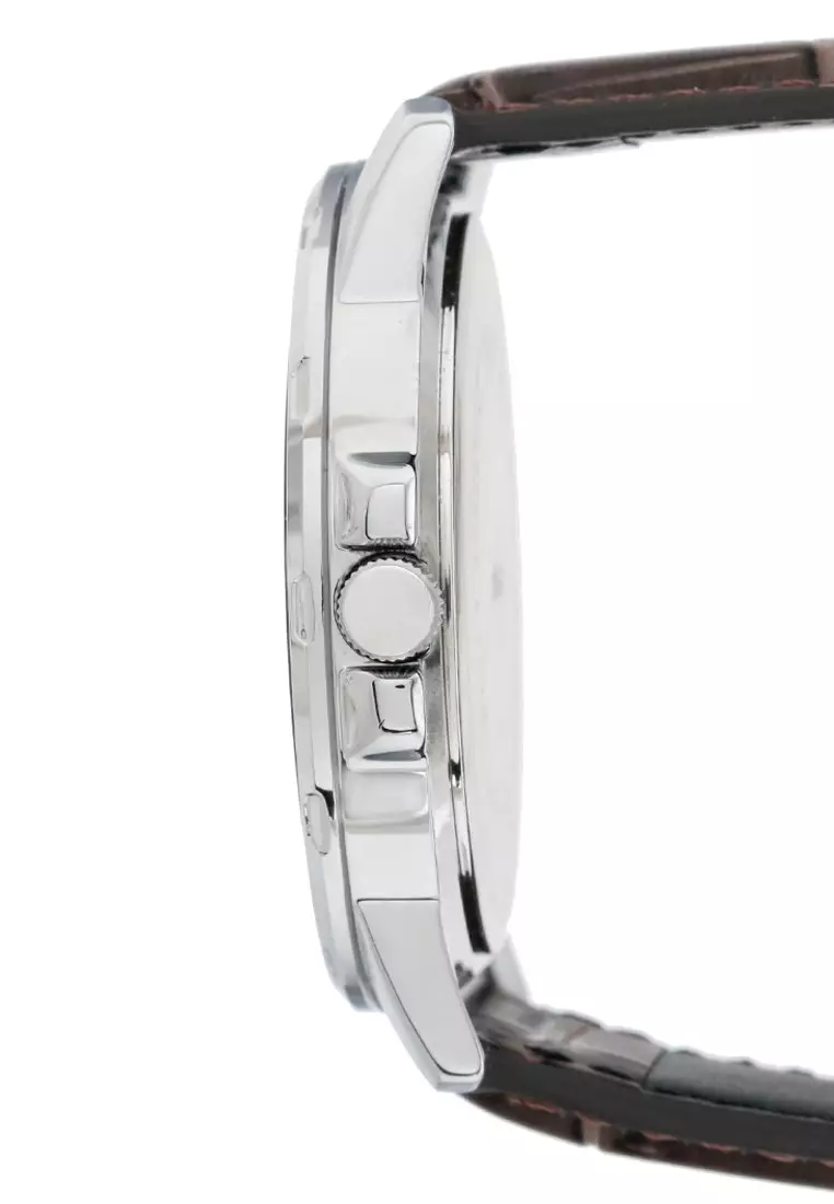 Casio Jam Tangan Pria - Brown Silver Black - Leather Strap - MTP-VD300L-1EUDF