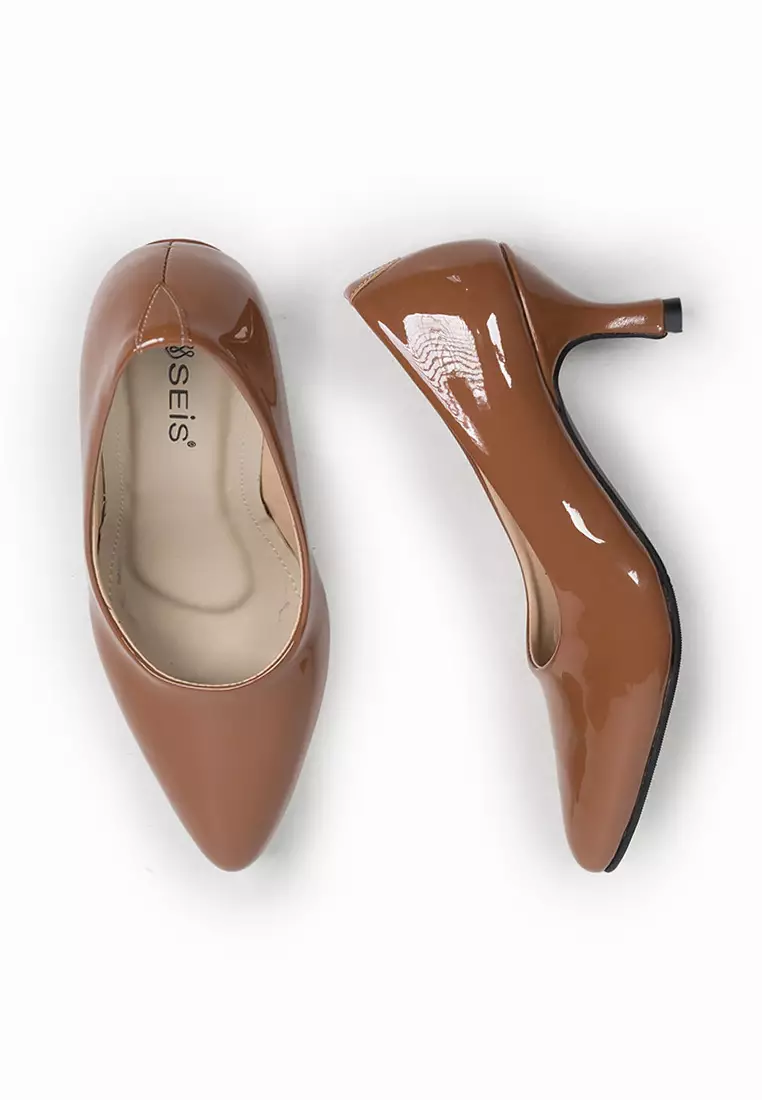 SEIS Flora Pantofel Wanita | Sepatu Heels Wanita Hak 5 cm - BROWN