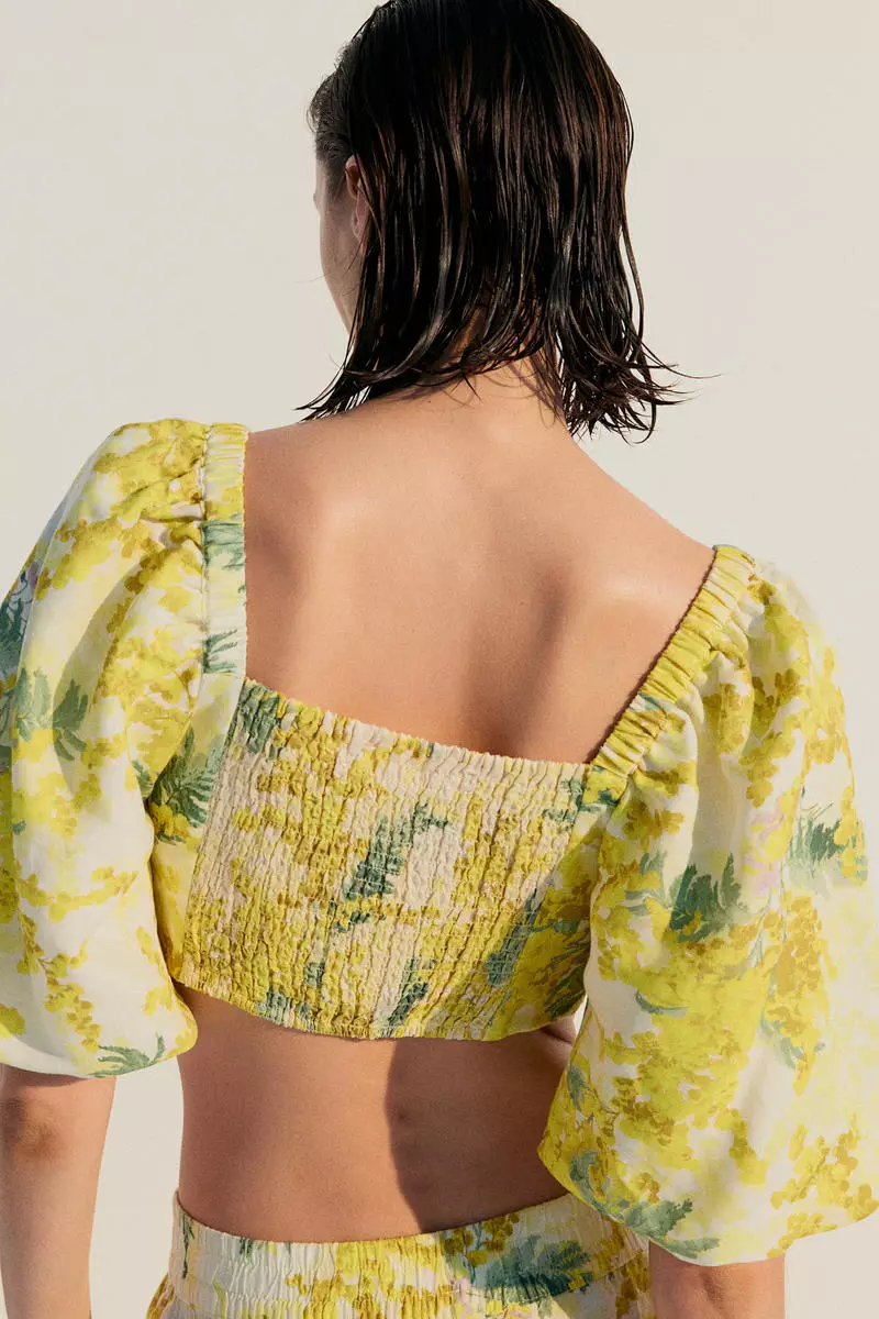 H&m yellow crop top on sale