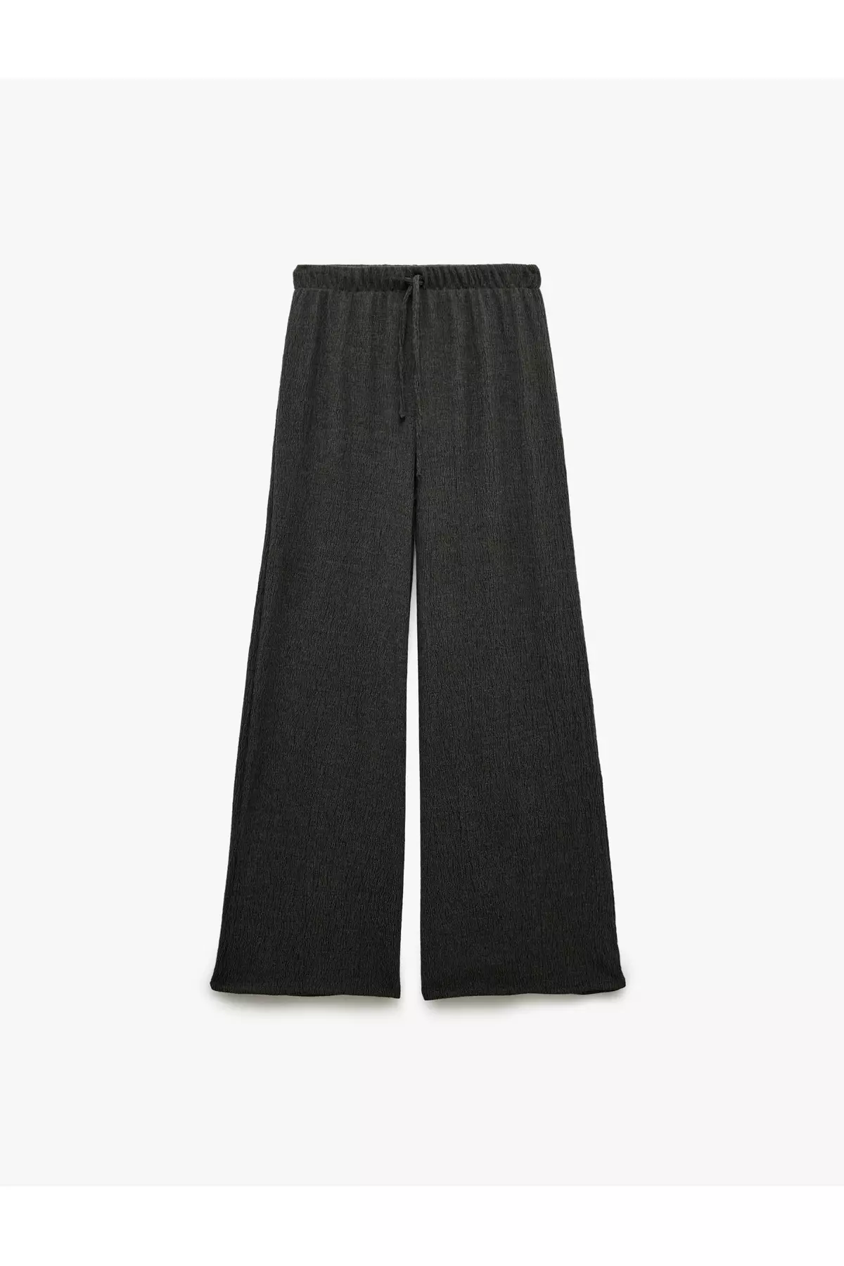 Wide Leg Trousers With Wrinkled Fabric Binding Detail