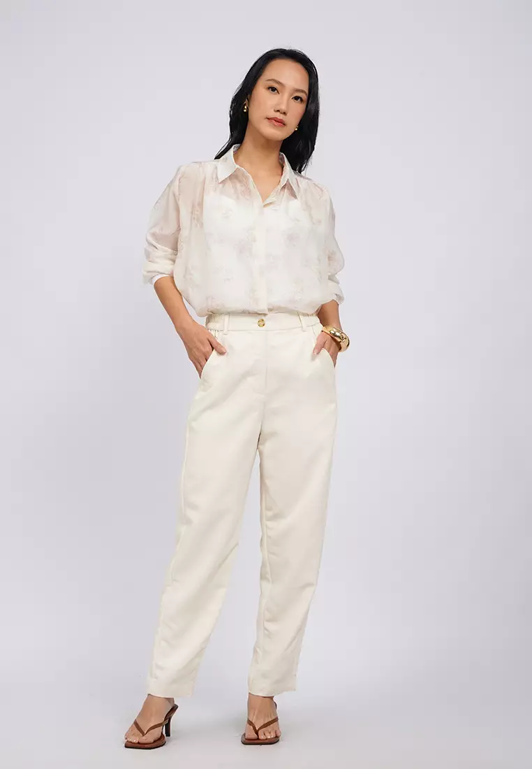 Regular Fit Tapered Pants OFF WHITE