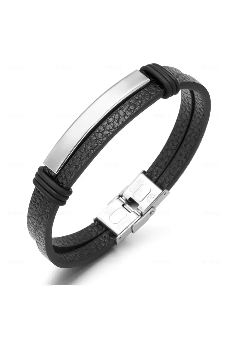 Mens black on sale id bracelet