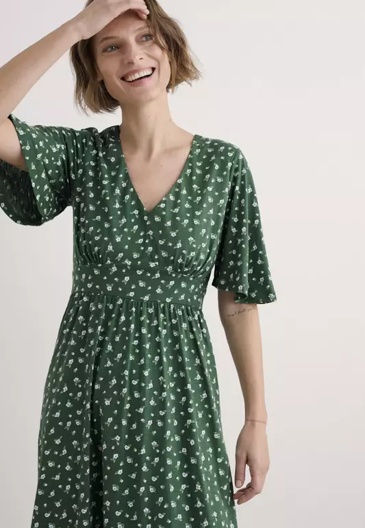 Seasalt Cornwall Green Chateaux Half Sleeve Maxi Dress