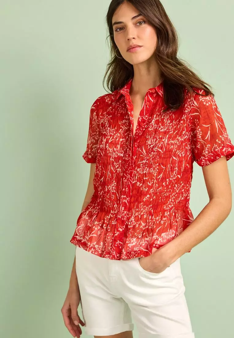 Buy NEXT Short Sleeve Shirred Shirt 2024 Online ZALORA Singapore