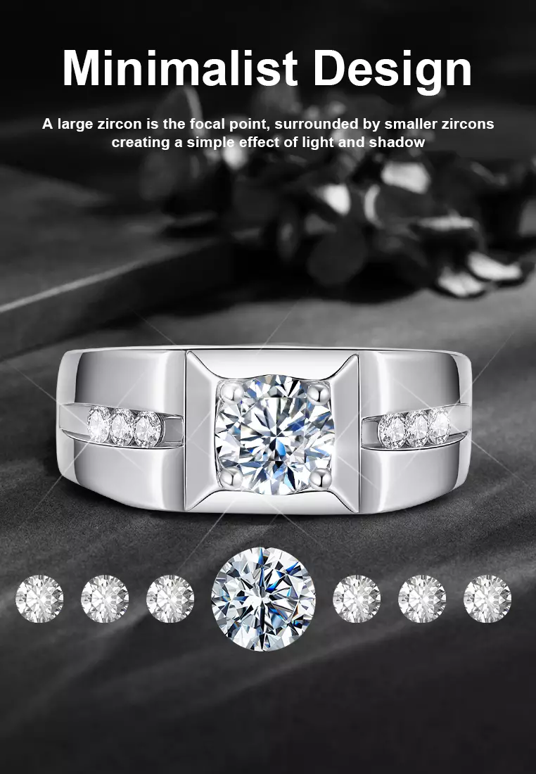 Cincin Pria Original R009 Berlian Perhiasan Cowok Original Fashion Tunangan Dilapisi Platinum Adjustable