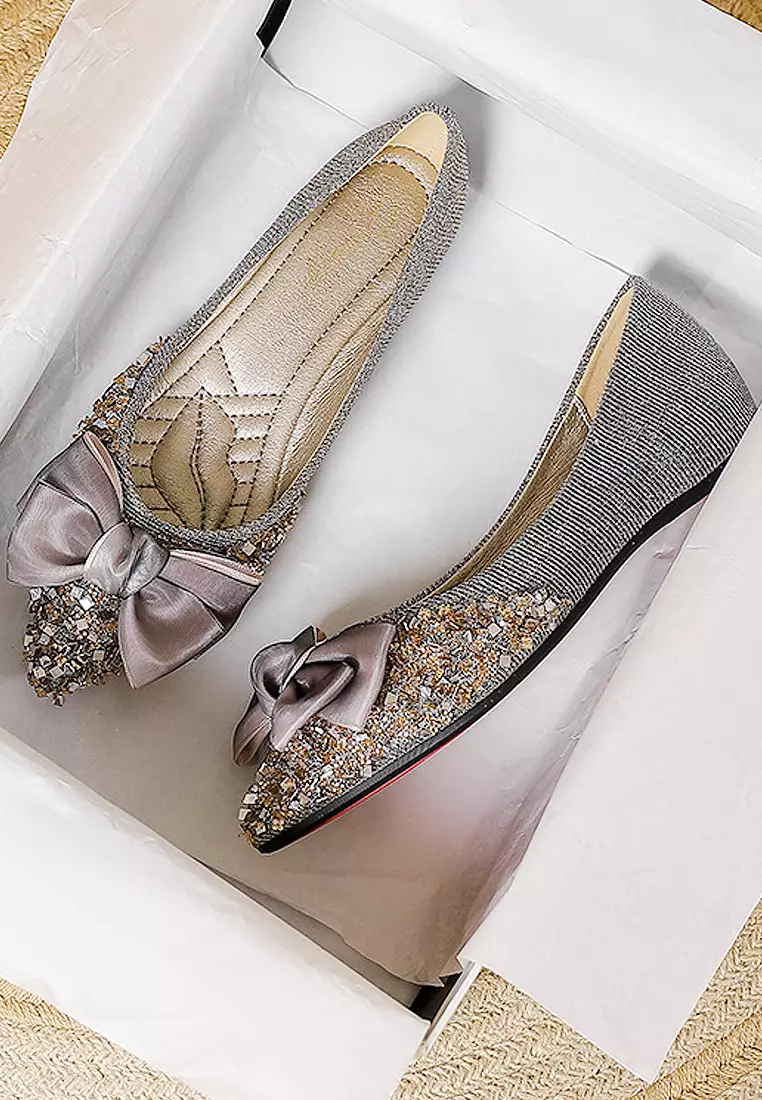 Gold and hotsell silver flat shoes