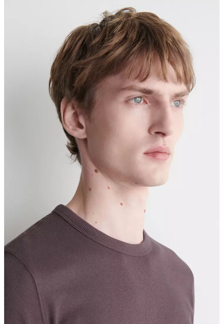 SLIM RIBBED COTTON T-SHIRT
