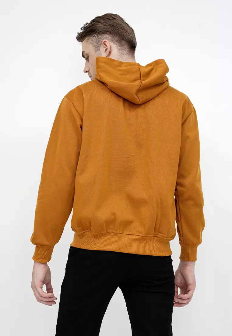 Jaket Polos Hoodie Zipper Sweater Warna mustard
