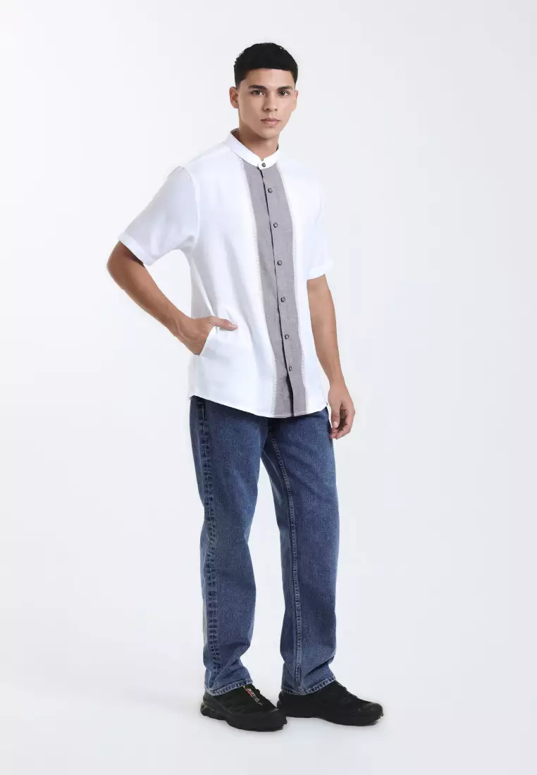 Emba Denim - Medina Kemeja Koko Pria Lengan Pendek Regular Fit Warna Brown