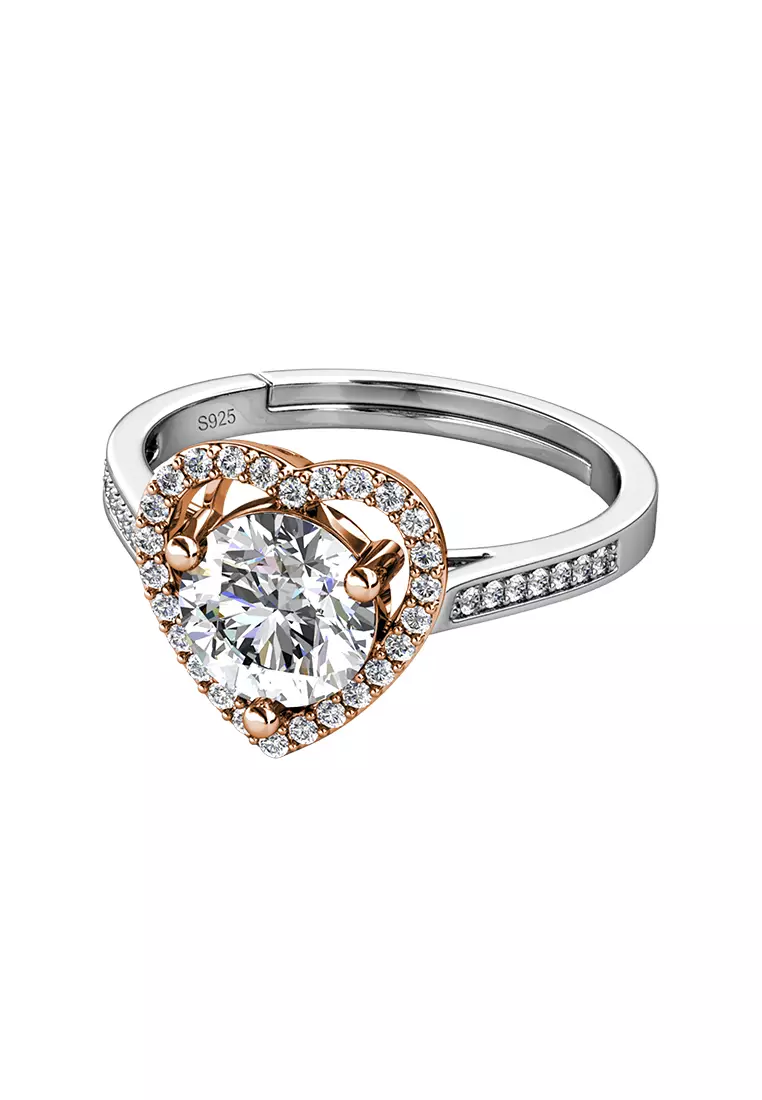 Berlian Moissanite Mon Amour Ring Dual Tone [GRA CERTIFICATE MOISSANITE DIAMOND] - Cincin 1carat Moissanite Diamond 925 Silver Celesta by Her Jewellery