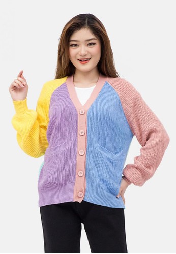 MKY CLOTHING pink and blue and purple and multi Multi Colour Cardigan 4AF53AA6C12DBFGS_1