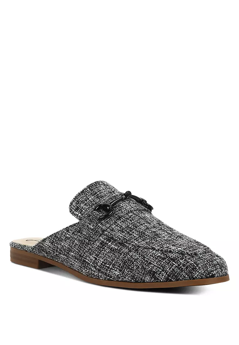 Buy London Rag Black Horsebit Embellished Mules 2024 Online