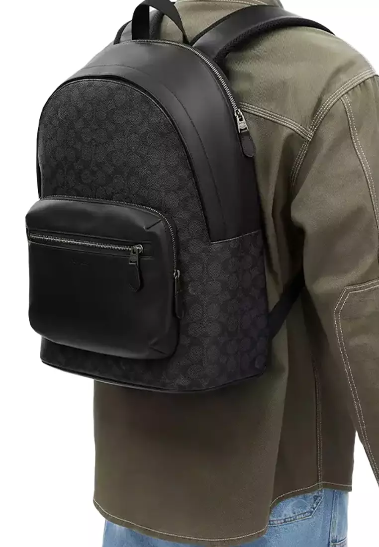 West Backpack In Signature Canvas Charcoal Black CV925