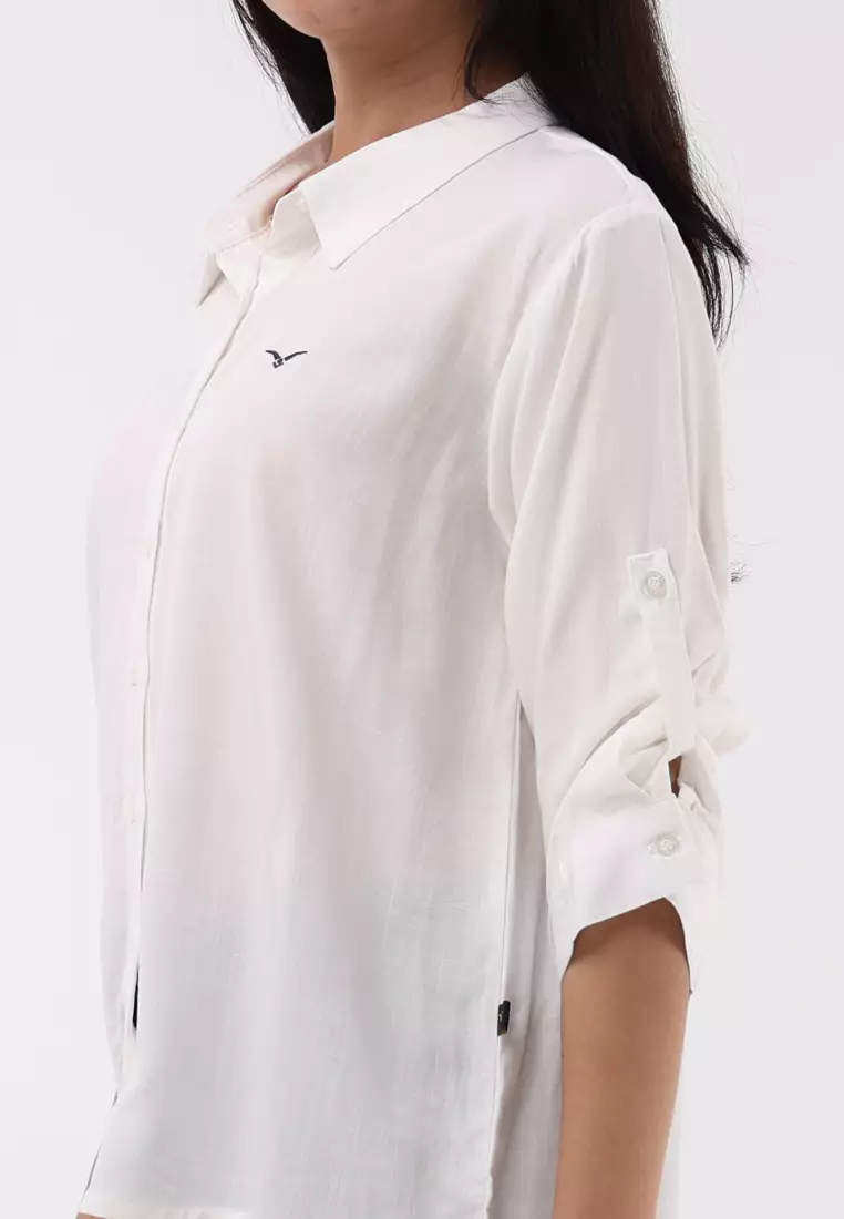 Woven Plain Soft Linen 3/4 Blouse
