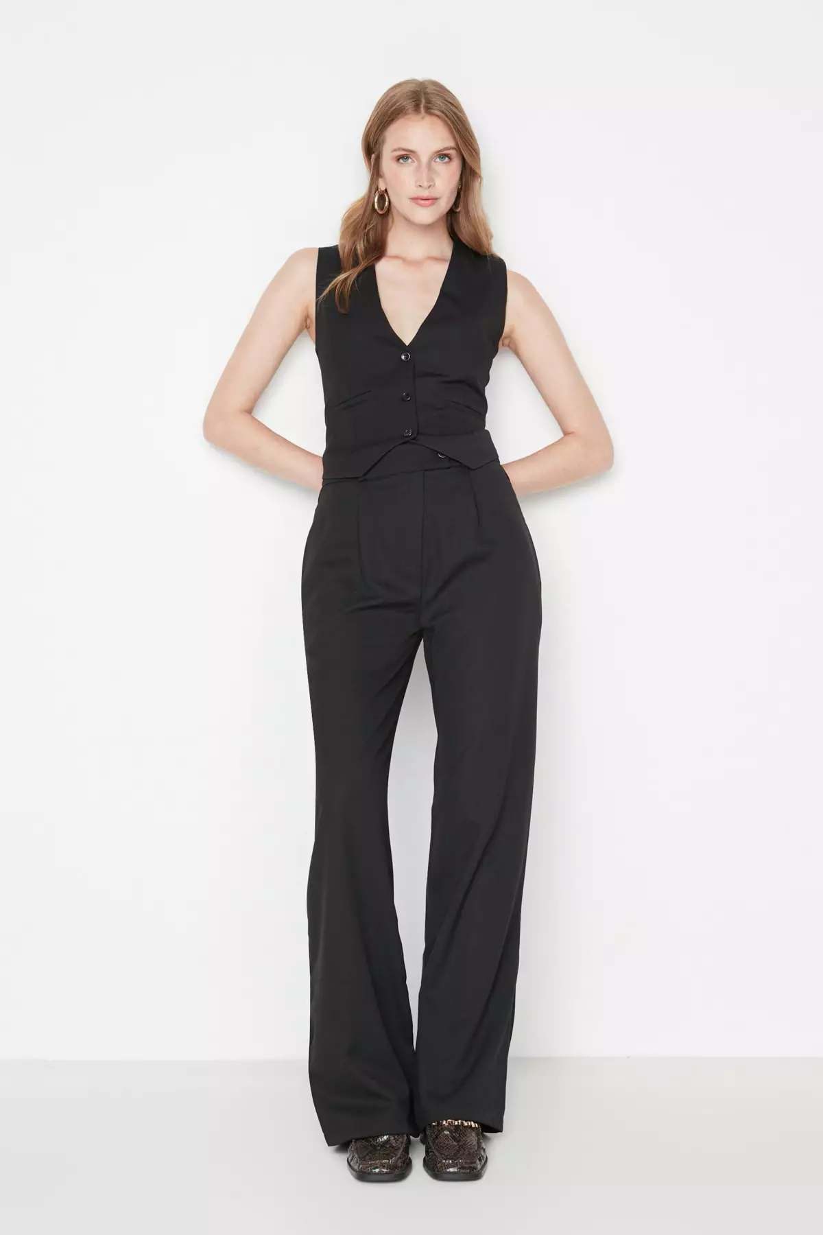 Wide Leg Woven Trousers