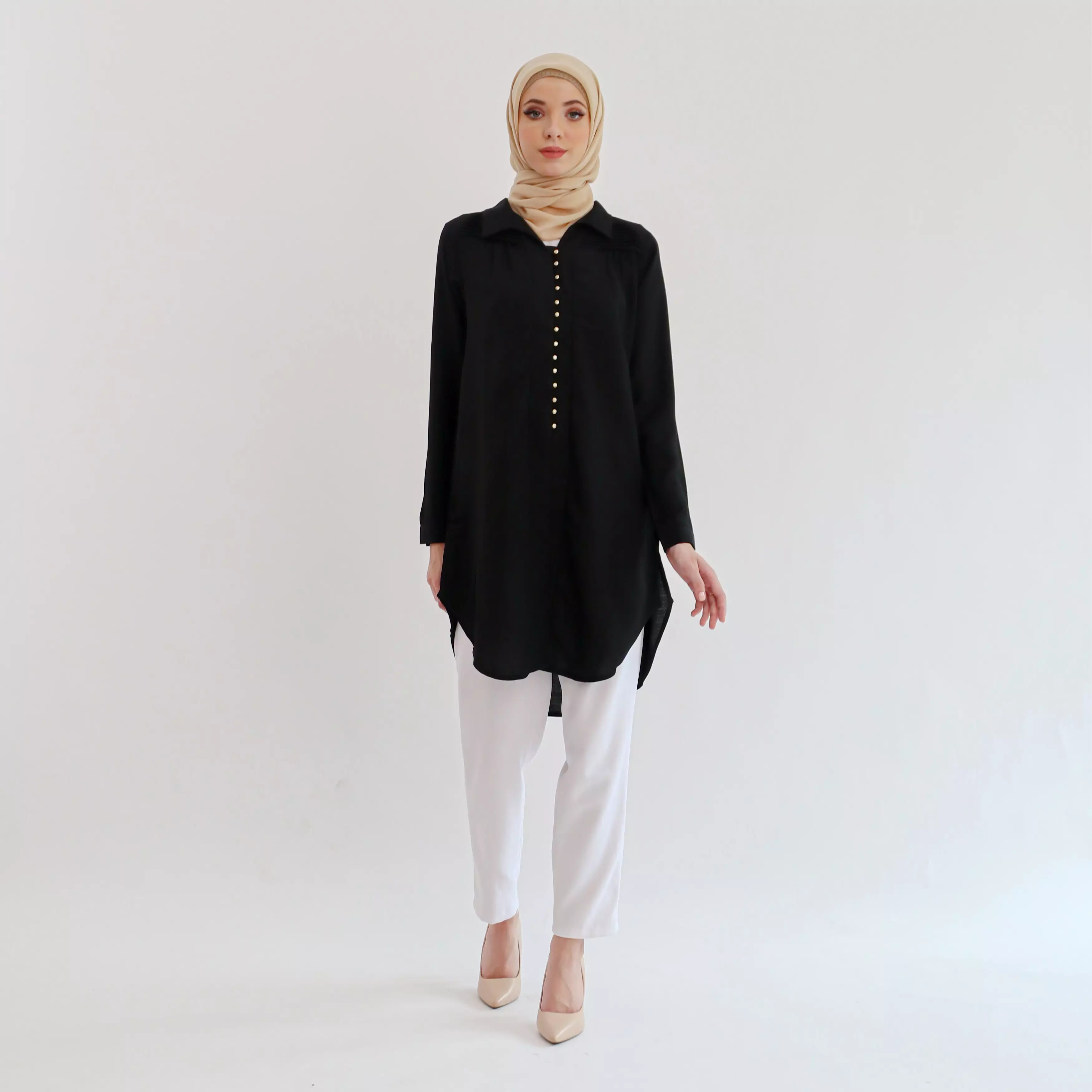 Tunic Panjang Wanita Veria Hitam - Azzar