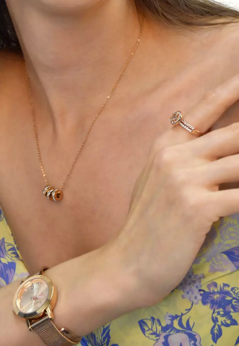 Bloom Halo Ring Embellished with SWAROVSKI® crystals - Rose Gold/Clear